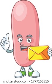 Cute face legionella pneunophilla mascot design bring brown envelope. Vector illustration