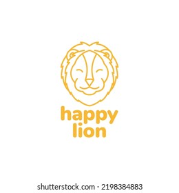 Cute Face Lion Mane Lines Logo Design