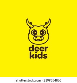 cute face little deer logo design
