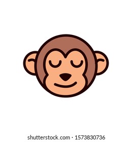 cute face monkey animal cartoon icon on white background