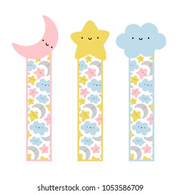 cute face moon star cloud bookmarks stock vector royalty free 1053586709