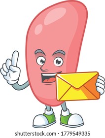 Cute face neisseria gonorhoeae mascot design bring brown envelope. Vector illustration