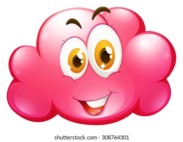 Cute face on pink cloud illustration