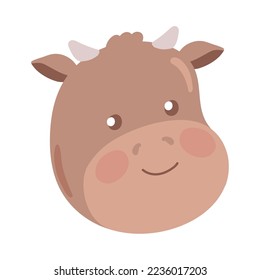 cute face ox icon isolated