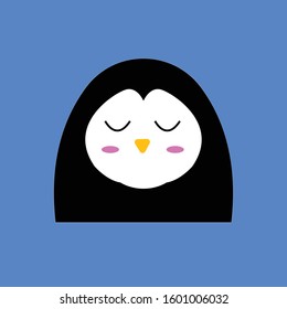cute face penguin design vector illustration. penguin logo icon.