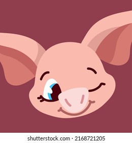 cute face of pig detailed design