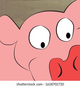 cute face of pig whit big eyes