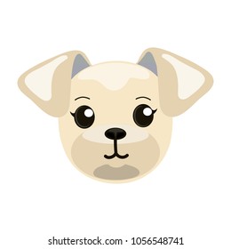 Cute face puppy. Good dog. Family friend. Little Labrador. Pet. Little puppy face. Modern Vector Illustration of Flat Style. Isolated on a white background.