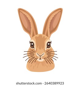 Cute face rabbit animal. Flat vector clipart, illustration with isolated background.