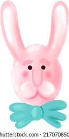 Cute face of rabbit. Bunny head with a bow. Rabbit symbol of 2023 year Vector illustration