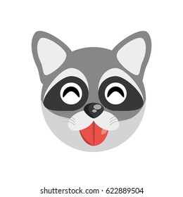cute face raccoon animal cheerful