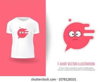 Cute face response, Unhappy. Prints on T-shirts, sweatshirts, cases for  phones, souvenirs. Isolated vector illustration