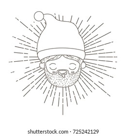 cute face santa claus with tongue out and happiness with sparks on silhouette vector illustration