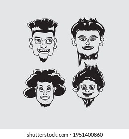 Cute face set hand draw vector illustration isolated
