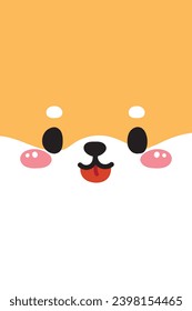 Cute face shiba inu dog with background.Wallpaper phone.Japanese pet animal character cartoon design.Kid graphic.Baby poster,card,cover book.Kawaii.Vector.Illustration.