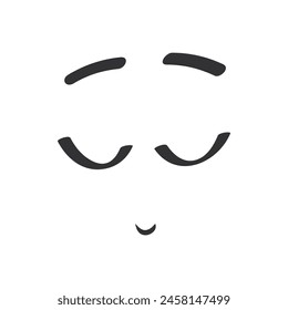 Cute face with smile and closed eyes, sleeping character in doodle style vector illustration