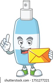 Cute face spray hand sanitizer mascot design bring brown envelope