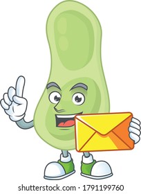 Cute face staphylococcus pneumoniae mascot design bring brown envelope. Vector illustration