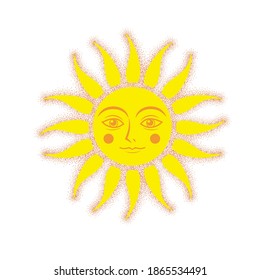 Cute face sun - Drawing dots Image