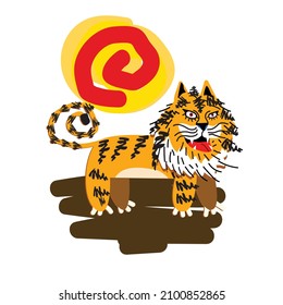 ilustración vectorial de tigre facial lindo