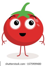 Cute face tomato vector. Red cartoon tomato illustration. 