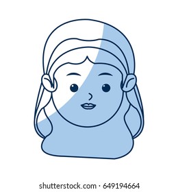 cute face virgin mary manger cartoon, outline icon