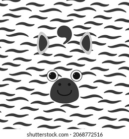 Cara linda de una cebra. Ilustración vectorial aislada en un fondo de color, aplicación para niños, juego, libro, impresión, tarjeta, pegatina.
