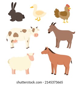 cute faceless livestock animal illustration