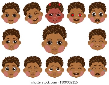 cute faces with different emotions, can be used for sending messages, decorating children's products and clothes, in the form of print and more
