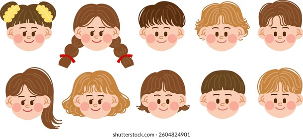 Cute faces of kindergarten kids
