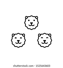 Cute faces of a lion or tiger outline icons, cute animals vector Illustration on a white background