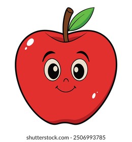 cute facey apple vector logo