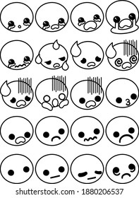 The cute facial expression emoticon icons "Sadness and embarrassment"