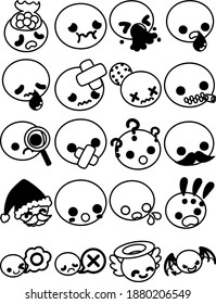 The cute facial expression emoticon icons "Various facial expressions"