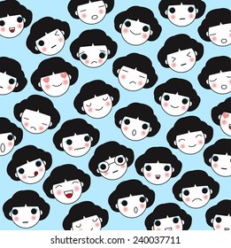Cute Facial Expression pattern illustration set