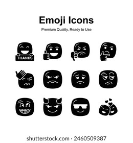 Cute facial expressions, set of emoticons icons, trendy design style