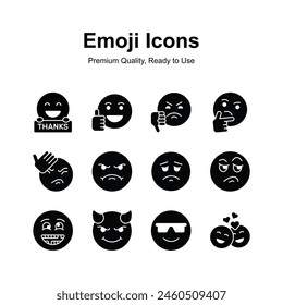 Cute facial expressions, set of emoticons icons, trendy design style