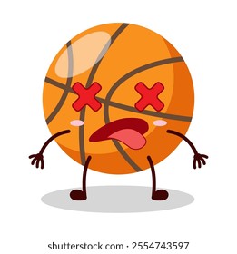 cute fainted expression of basket ball cartoon character