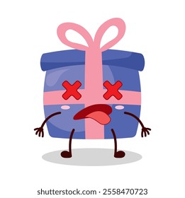 cute fainted expression of blue gift box cartoon character
