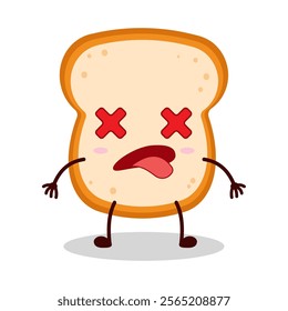 cute fainted expression of bread cartoon character
