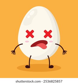 cute fainted expression of chicken egg character