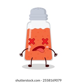 cute fainted expression of chili powder cartoon character
