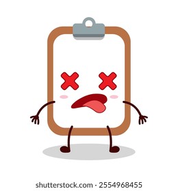 cute fainted expression of clipboard cartoon character