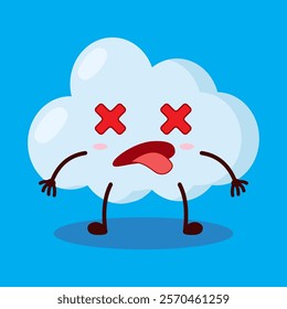 cute fainted expression of cloud cartoon character
