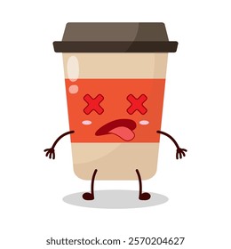 cute fainted expression of coffee cup cartoon character
