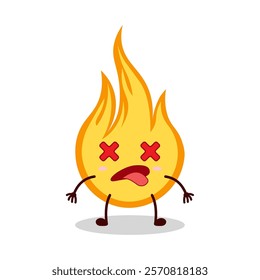 cute fainted expression of fire cartoon character
