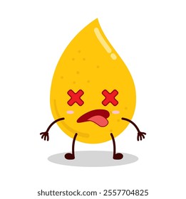 cute fainted expression of gold drop cartoon character