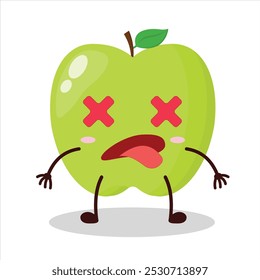cute fainted expression of green apple cartoon character