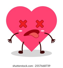 cute fainted expression of heart cartoon character