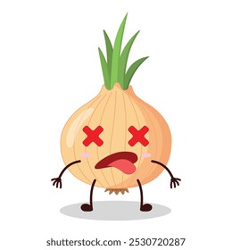 cute fainted expression of onion cartoon character